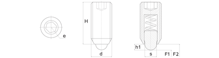 Threaded fastener with pin and hexagonal socket, high clamping force H-43mm, d1-M20, stainless steel (INOX)