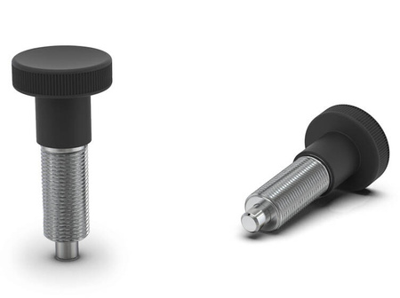 Feststellstift ohne Verriegelung, mit Feingewinde, glattem Körper, D-25mm; d1-6mm; M12x1,5; aus Edelstahl