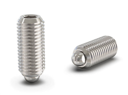 Wkręt dociskowy M5 x 10mm z kulką, INOX