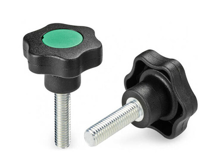 Star knob with threaded pin D-40mm M10 x 30mm
