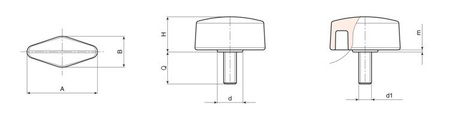 Motýlek s navláknutým hřídelem D-33mm M6 x 25mm