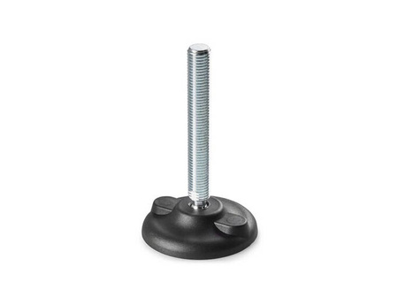 Adjustable foot with mounting holes D-80mm M16 x 150mm R-12.5mm