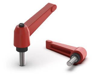 Adjustable lever with threaded pin R-65mm M8 x 16mm, RAL3000 (flame red)