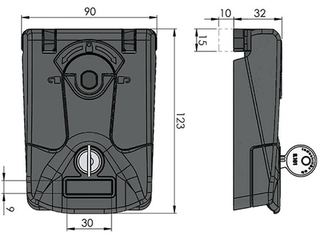 Abnehmbares Kompressionsscharnier, zweistufig, Quadrat 8, mit Halterung.
