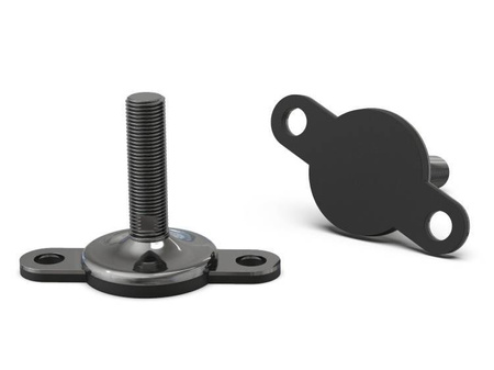 Adjustable stainless steel foot, with double-sided mounting brackets, non-slip, D-60mm, M10 x 75mm