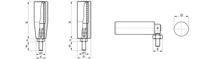 Foldable rotating handle with threaded pin D-25mm H-69mm M8 x 10mm