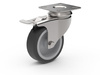 Swivel caster set with brake, mounting plate, plain bearing, TPA wheel D-100mm a-27mm