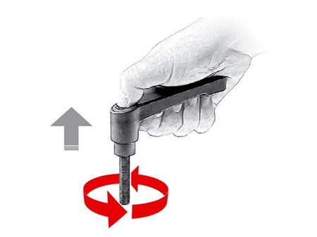 Nastavitelná páka EUROMODEL s závitovým čepem a tlačítkem R-65mm M6 x 40mm