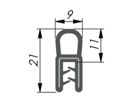 Uszczelka krawędziowa EPDM, uszczelnienie górne, 1,0-2,5mm, 100mb