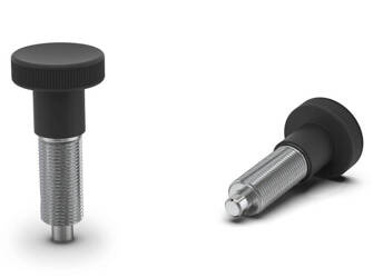Feststellstift ohne Verriegelung, mit Feingewinde, glattem Körper, D-25mm; d1-6mm; M12x1,5; aus Edelstahl