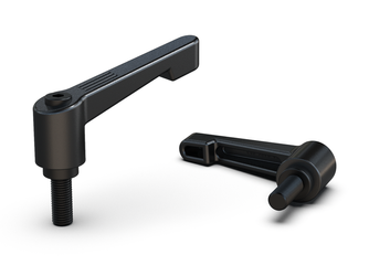 Verstellbarer Hebel mit Gewindestift R-78mm M10 x 60mm, verstärkte Version, schlankes Design, RAL9005 (tiefschwarz)