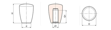 Cylindrická rukojeť s otvorem pro závit D-43mm M12