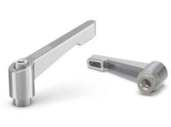 Adjustable lever made of chrome-plated zinc alloy, with a threaded stainless steel bushing and a metal button L-89; d1-8