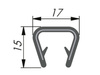 PVC okrajová ochrana, 17x15mm, 10-12mm, 100mb