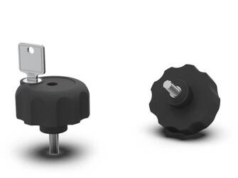 Knopf mit einer in Kunststoff eingebetteten Schraube mit Schloss und kurzem Absatz D-60mm M6 x 40mm