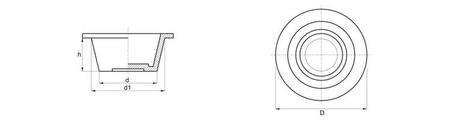 Universelle Schutzkappe mit breitem Flansch D-26mm d-8,4mm d1-10,25mm h-11mm