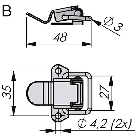 Hakenverschluss mit Löchern, Typ B, verzinkter Stahl