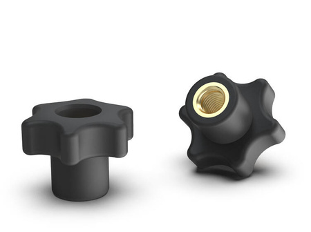 Pokrętło gwiazdowe z tuleją gwintowaną przelotową D-30mm M10