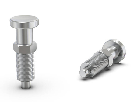 Feststellstift ohne Sperre D-21mm d1-M10x1,0mm SW-12 d-5mm, INOX
