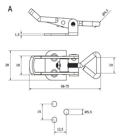 Uzavírací mechanismus s otvory, Typ A, ocel zinekovaná