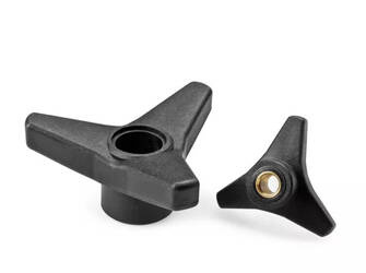 Three-spoke knob with through-threaded bushing D-105mm M10