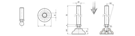 Stopka ruchoma D-50mm M8 x 70mm R-12,5mm