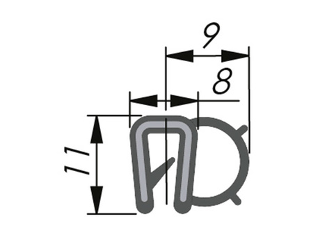 Uszczelka krawędziowa EPDM, uszczelnienie boczne, 1,0-2,0mm, 100mb