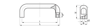 Handle with through holes L-134mm I-120mm d1-6.4mm