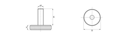 Knurled fixed foot D-32mm M10 x 20mm