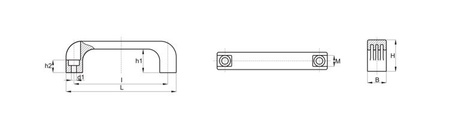 Bügelgriff mit Durchgangsbohrungen L-110mm I-94mm d1-6,5mm