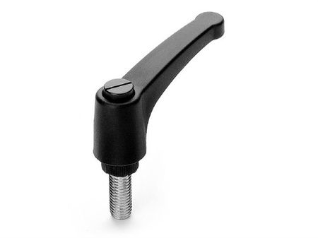 Adjustable lever EUROMODEL with threaded pin and button R-94mm M12 x 25mm