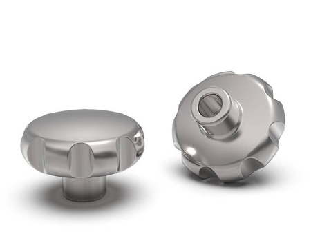 Sternknopf aus Edelstahl mit nicht durchgehender glatter Buchse D-50; H-34; M10.