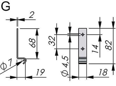 Hook with holes, Type G, galvanized steel