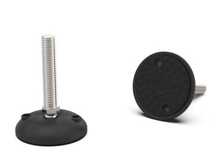 Stopka ruchoma z otworami montażowymi  antypoślizgowa D-60mm M16 x 66mm