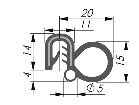 Uszczelka krawędziowa EPDM, uszczelnienie boczne, 2,0mm, 50mb