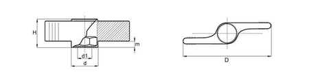 Flügelknopf mit eingebauter Mutter D-38mm M5