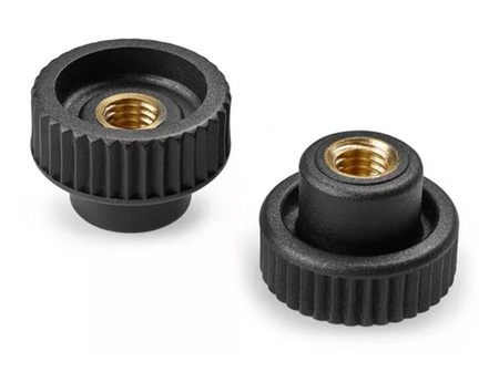 Knurled knob with through-threaded bushing D-21mm M5