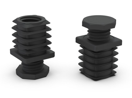 Regulovatelná patka pro čtvercové profily A-25mm B-25mm d1-M16 L-40mm 1,5mm-2,0mm