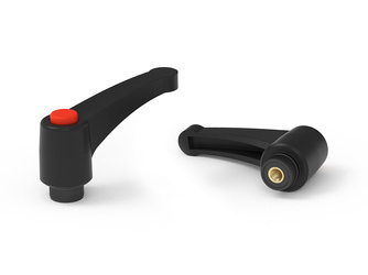 Verstellbarer Hebel EUROMODEL mit Gewindehülse und Knopf R-80mm M12, roter Knopf