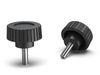 Pokrętło radełkowane z trzpieniem gwintowanym D-22,5mm M5 x 10mm, kolor biały