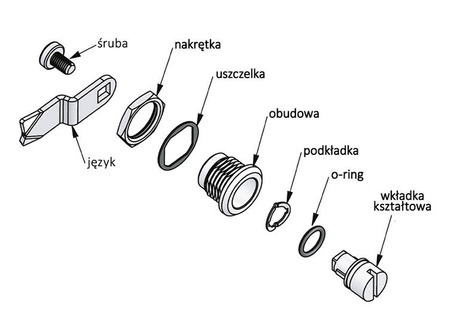 Čtvrtotáčkový tvarový zámek, kompaktní, černý, drážka, 10,5/27