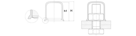 Protective cap for bolts and nuts, type 1 H-102.5mm