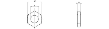 Plochá šestihranná matica M12 x 1,0mm SW-17 podobná normě DIN EN ISO 24036 (DIN439); PA 6.6 černý