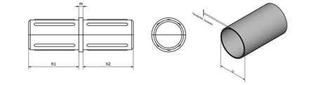 Einfacher Verbinder für runde Profile D-34mm, 2mm