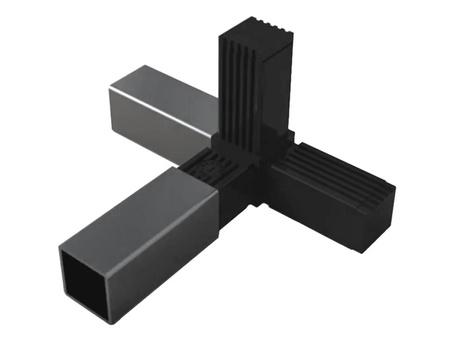 3D connector for 4 square profiles A-13.5mm B-13.5mm, 1.25mm, black