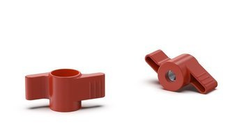 Pokrętło motylkowe z wmontowaną nakrętką D-68mm M8, przelotowe, RAL3000