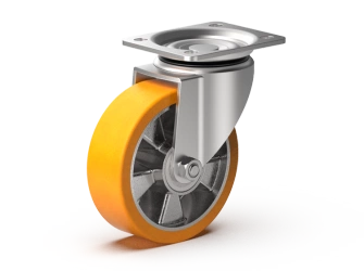 Zestaw kołowy, skrętny, płytka mocująca, łożysko kulkowe, koło poliuretan D-125mm a-40mm