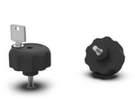 Pokrętło ze śrubą zatopioną w tworzywie ze zamkiem i krótkim odsadzeniem D-60mm M6 x 40mm
