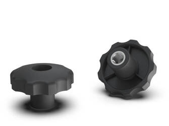 Pokrętło gwiazdowe z nakrętką zatopioną w tworzywie D-30mm M6, przelotowe
