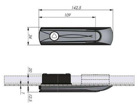 	Klamka uchylna z wkładką kształtową, 0,8-1,5 mm, dwuskrzydłowa 5